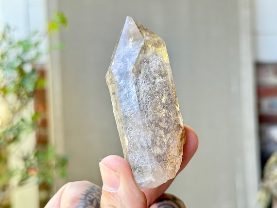 White Phantom Quartz with Pale Purple Lodolite Inclusions, 104g, New Find, Diamantina, Minas Gerais, Brazil P157