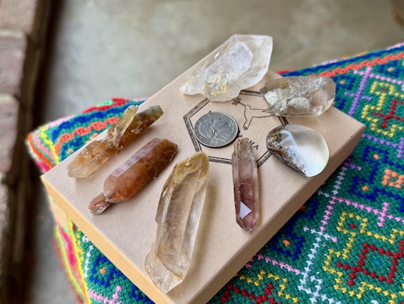 Brazilian Quartz Mixed Lot, 7 Pcs, Sirian Starbrary, Red Amphibole, Magnesite & Lodolite Quartz and More WS261
