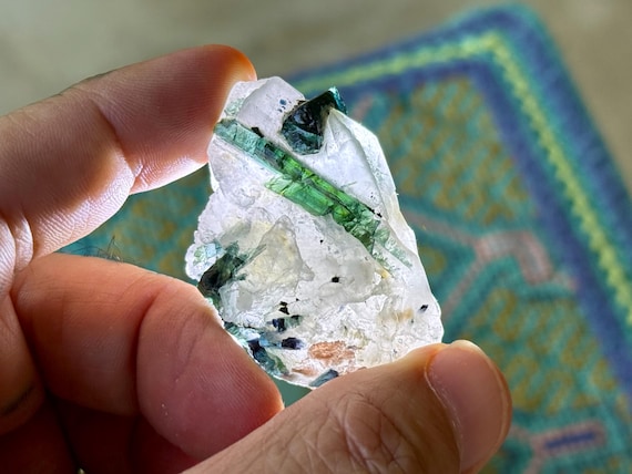 Blue-Green Tourmaline Quartz, 38g, New Find, Bicolor Tourmaline, Nature Spirits & Purification, Coronel Murta, Minas Gerais, Brazil T412