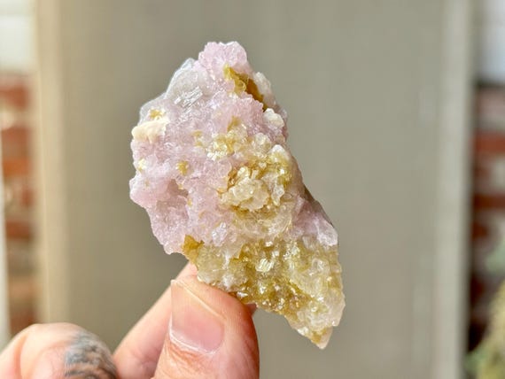Canga Rose Quartz with Golden Mica, 98g, New Find, Crystallized Rose Quartz for Heart Chakra Healing, Taquaral, Minas Gerais, Brazil S525