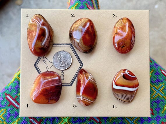 Banded Carnelian, Choose ONE of Six, Carnelian Tumbles, Stimulating Energy & Self-Empowerment, Madagascar B518