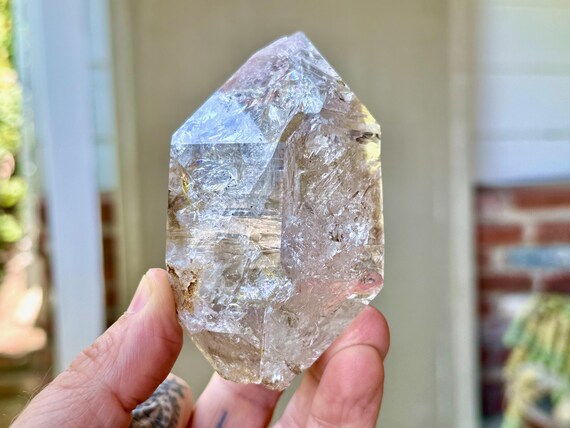 Herkimer Diamond Quartz with Rainbows, Double Terminated, 370g, Old Find, Third Eye Chakra, Universal Life Force, New York W885