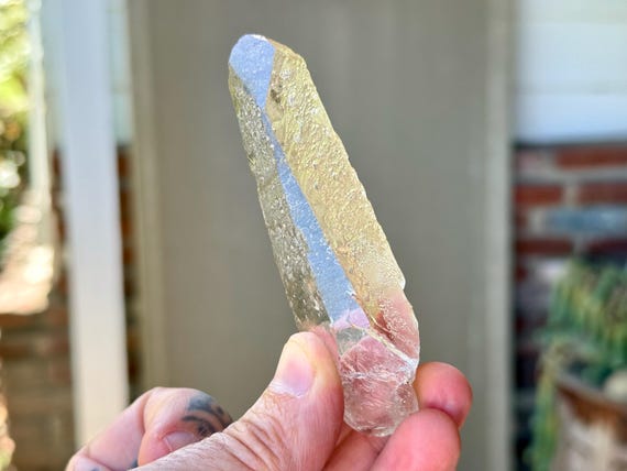 Golden Healer Starbrary Quartz, 76g, Water Clear Quartz with Extraterrestrial Glyphs & Star Markings, Corinto, Minas Gerais, Brazil T683