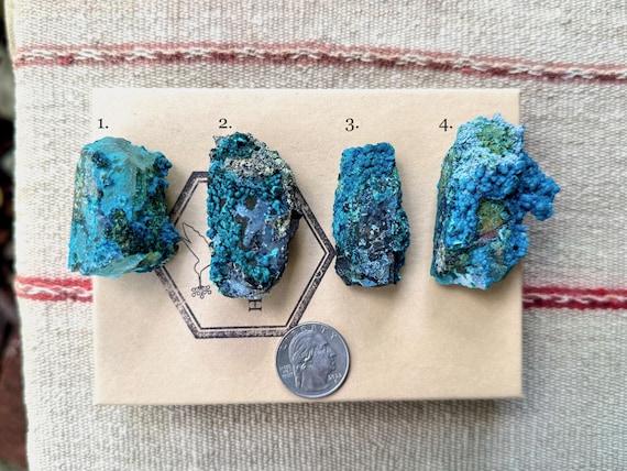 Chrysocolla Quartz, Tentadora Mine, Choose ONE of Four, Throat & Heart Chakra, Huancavelica, Peru T848