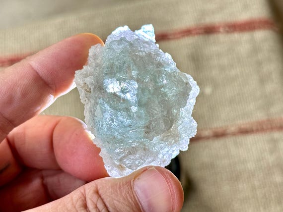 Etched Aquamarine, 76g, Rare Find, Blue Beryl var. Aquamarine, Throat Chakra, Bahia, Brazil W604