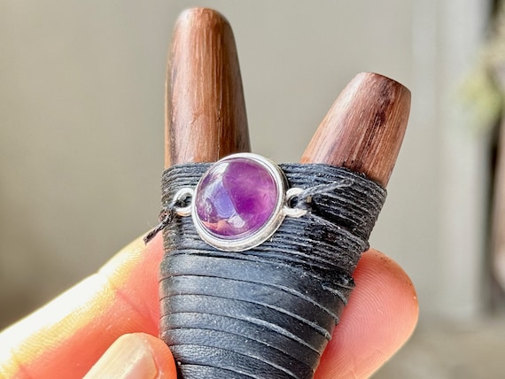 Kuripe, Natural Dark Wood Kuripe with Vibrant Purple Amethyst, Handcrafted Shamanic Self-Applicator Pipe