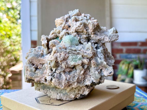 Aquamarine Cluster with Feldspar, Self-Standing & All-Natural, 2.1 Kilogram, Emotional Cleansing, Throat Chakra, Bahia, Brazil W959