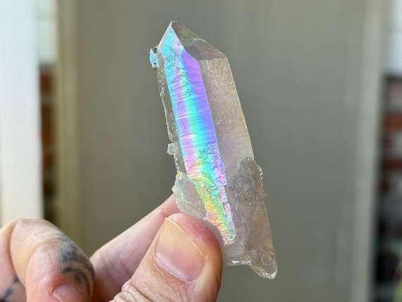 Opal Aura Starbrary Quartz, 46g, Old Stock, Angel Aura Crystal with Star Markings and Platinum, Cosmic Consciousness T906