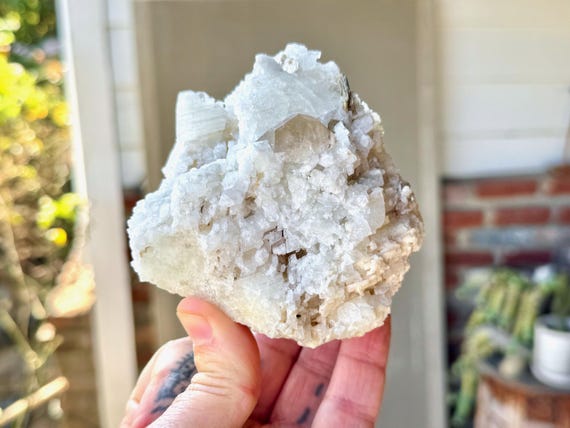 White Albite with Smoky Quartz and Mica, Self-Standing Formation, 580g, Solar Plexus Chakra, Minas Gerais, Brazil X732
