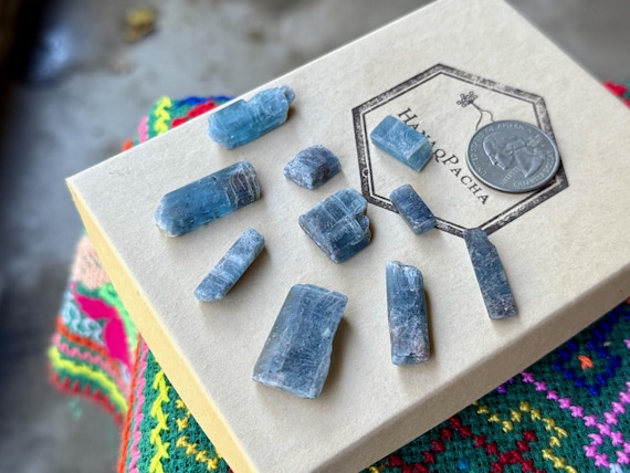 Blue Kyanite Crystal Lot, 10 pcs, Old Find, Self-Expression & Dreamwork, Bahia, Brazil T954