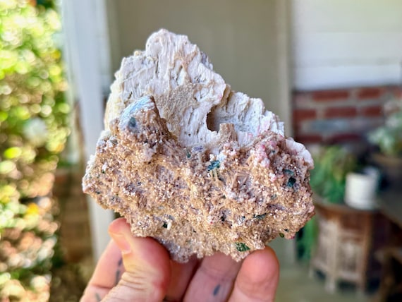 Unicorn Stone, Pink Feldspar with Green Tourmaline & Lepidolite, 443g, Heart Chakra, Minas Gerais, Brazil W536