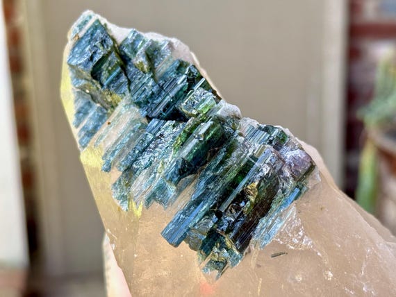 Cathedral Quartz with Green Tourmaline, 2.3 Kilo, Heart Chakra & Purification, Minas Gerais, Brazil W359