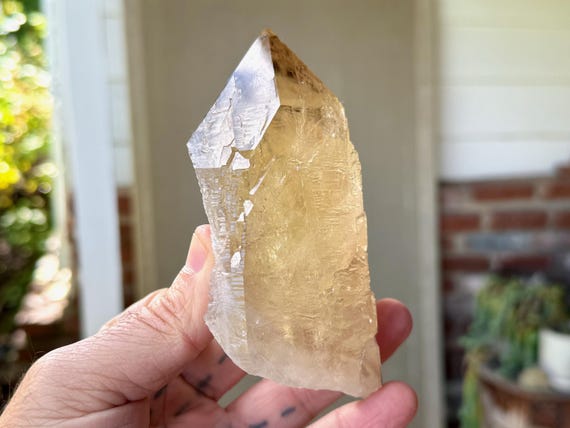 Elestial Citrine, Naturally Etched, 404g, High-Grade Citrine, Aracuai, Minas Gerais, Brazil V114