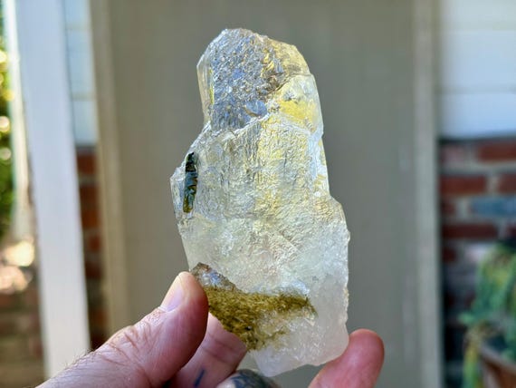 Green Tourmaline Quartz, Water Clear, 344g, New Find, Heart Chakra & Purification, Coronel Murta, Minas Gerais, Brazil V177