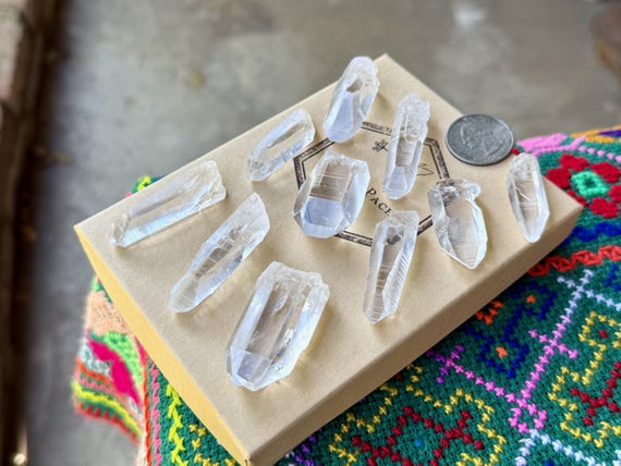 Lemurian Quartz Lot, Water Clear, 10 pcs, High-Grade Lemurian Points, Minas Gerais, Brazil T895