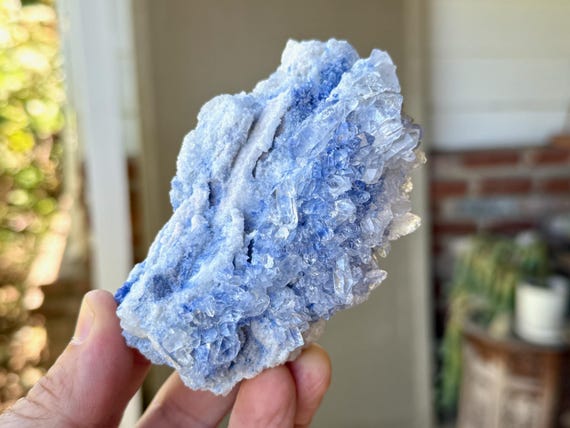 Dumortierite Quartz Cluster, 268g, New Find, Third Eye Chakra and Throat Chakra, Enhance Lucid Dreaming, Bahia, Brazil V011