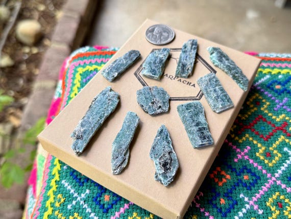 Ocean Kyanite Lot, 10 pcs, Blue-Green Kyanite, Heart & Throat Chakra Connection, Tanzania A777