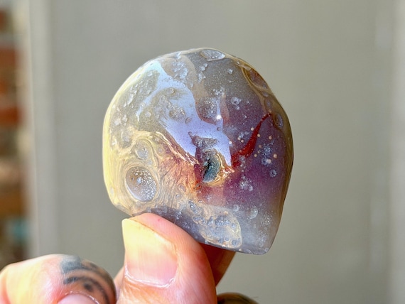Ocean Agate, 63g, Polished Palm Stone, Stability & Self-Reliance, Rio Grande do Sul, Brazil B414