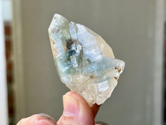 Blue Tourmaline Quartz, 76g, Old Find, Third Eye & Throat Chakra, Jenipapo, Minas Gerais, Brazil A387