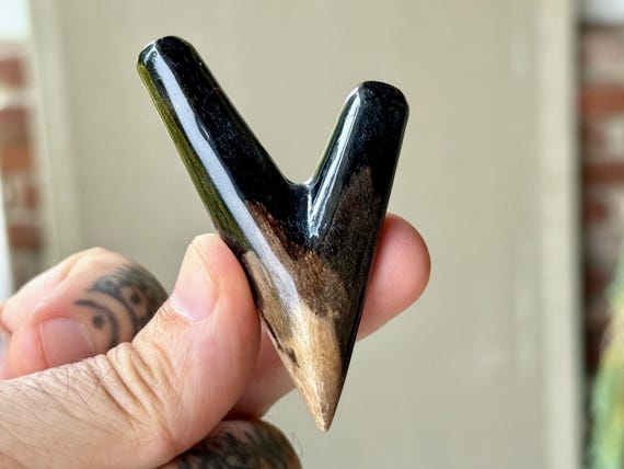 Stone Kuripe, Hand Carved from Petrified Wood, Traditional Shamanic Self-Applicator Pipe