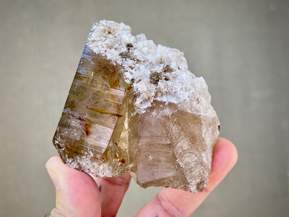 Cathedral Quartz with Red Hematite and Mica, Water Clear Tantric Twin with Self-Healed Frosted Terminations, Minas Gerais, Brazil X297
