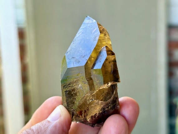Pele's Dream Lemurian Citrine, Mother & Child Formation with Time Link, 110g, New Find, Goias, Brazil A553