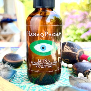 Muña Spray with Andean Mint, Eucalyptus and Lemon, 4 oz, Energy Clearing Mist for Ceremony, Breathwork & Focus