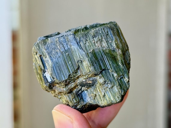 Cat's Eye Tourmaline, Bicolor Green & Black Tourmaline, 108g, Heart Chakra, Minas Gerais, Brazil T506