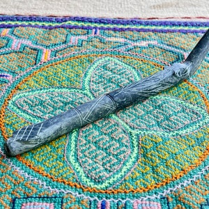Stone Tepi Pipe, Andean Carved Stone Puma and Serpent Tepi, Shamanic Applicator Pipe Handmade in Peru