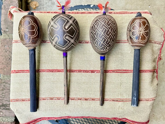 Shipibo Rattle from the Peruvian Amazon, Traditional Shaman Rattle for Shamanic Ceremony, Handmade In Peru