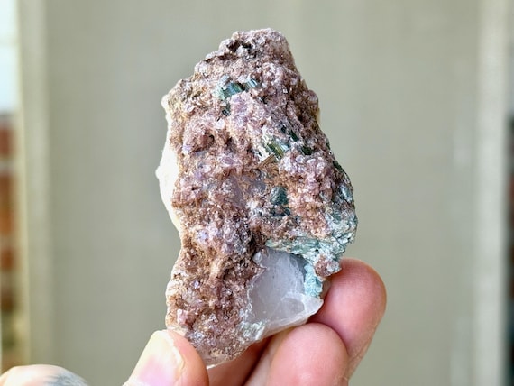 Unicorn Stone Quartz, Purple Lepidolite & Green Tourmaline, 79g, São Jose do Safira, Minas Gerais, Brazil T351