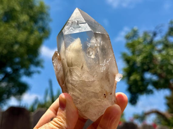 Trigonic Phantom Quartz with White Amphibole, 486g, New Find, Guardian Angels, Diamantina, Minas Gerais, Brazil V594