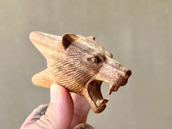 Bear Kuripe, Solid Wood Kuripe, Hand Carved Single Block Shamanic Applicator Pipe