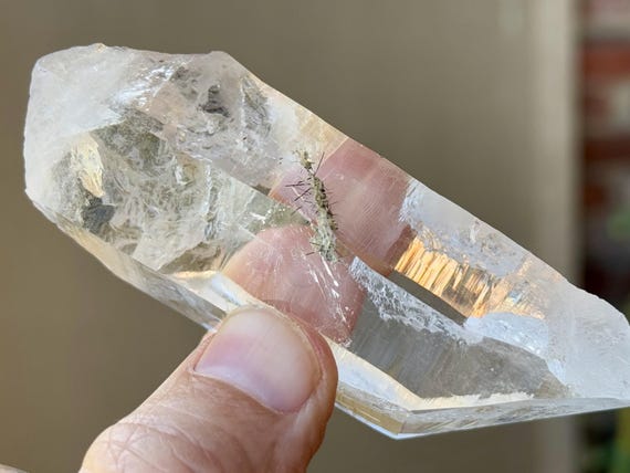 Cathedral Quartz, Water Clear with Black Tourmaline Needle Inclusions, 132g, Minas Gerais, Brazil S124
