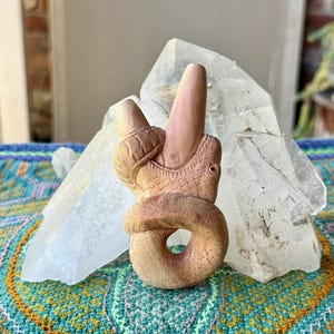 Snake Kuripe, Traditional Shamanic Applicator Pipe, Handcrafted from Solid Cemara Wood