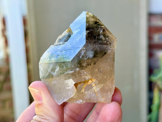 Lodolite Quartz with Green Chlorite, Self-Standing, 213g, Corinto, Minas Gerais, Brazil W660