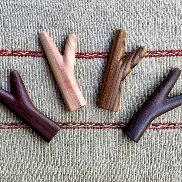 Basic Kuripe with Handle, Your Choice of 4 Different Styles, Hand Carved Solid Wood, Single Block, Shamanic Self-Applicator Pipe