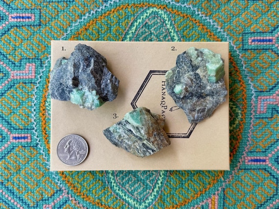 Emerald in Matrix, Choose ONE of Three, Natural Raw Emeralds, Heart Chakra Crystals for Abundance, Bahia, Brazil S608