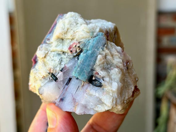 Paraiba Tourmaline & Albite, Bicolor Pink and Blue, 277g, Self-Standing, Rio Grande Del Norte, Brazil V665