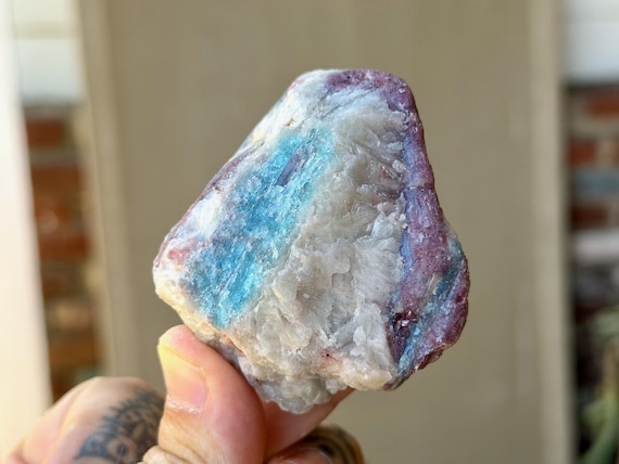 Paraiba Tourmaline & Albite, Bicolor Pink and Blue, 136g, New Find, Rio Grande Del Norte, Brazil V690