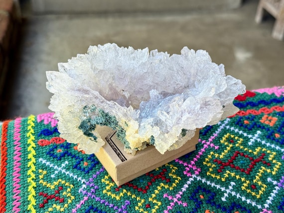 Amethyst Flower Quartz with Celadonite, Self-Standing & Radial Growth Formation, 307g, New Find, Rio Grande do Sul, Brazil V086