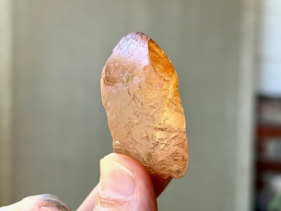 Tangerine Dissolution Quartz with Trigons, Hydrothermal Etchings, 42g, Rare Find, Spiritual Evolution & Transformation, Corinto, Brazil S869