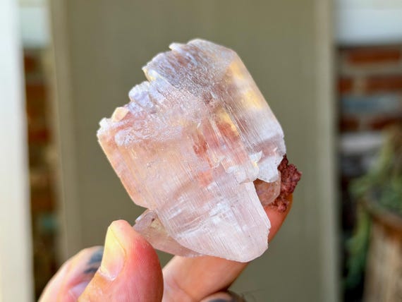 Naica Selenite, Pink Matrix Inclusions, 114g, Purification & Energetic Clearing, Chuhuahua, Mexico V671