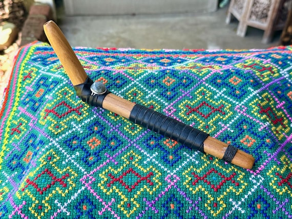 Wooden Tepi Pipe, Traditional Shamanic Applicator, Handmade Tepi with Labradorite