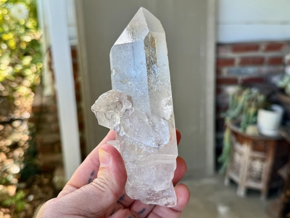Record Keeper Quartz, Triangular Teardrop Impressions, 439g, Old Find, Minas Gerais, Brazil W390