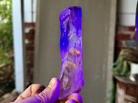 Powellite Phantom Root Quartz with Amethyst, UV Reactive & Natural/Unpolished, 166g, New Find, Bahia, Brazil A707