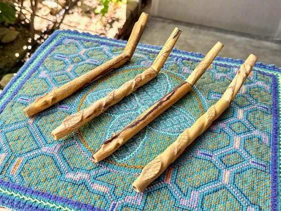 Palo Santo Tepi Pipe from Peru's Sacred Valley, Choose ONE of Four Styles, Ethically Harvested, Hand Carved Shamanic Applicator Pipe