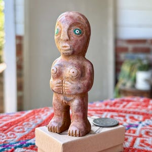 Pachamama Statue, Hand Carved from Native Ausungate Stone, Mother Earth Statue for Shamanic Altar, Made in Peru, Artist Ruben Layme