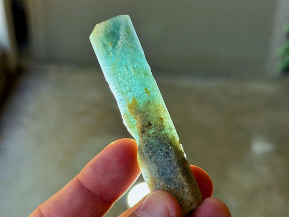 Aquamarine, Elongated Hexagonal Formation, 42g, New Find, Emotional Clearing & Self-Expression, Santa Cruz, Espírito Santo, Brazil A949