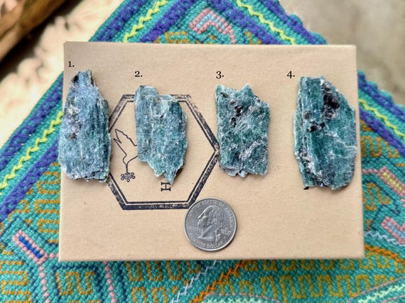 Ocean Kyanite, Choose ONE of Four, Blue-Green Kyanite Crystals, Heart & Throat Chakra Connection, Tanzania S626